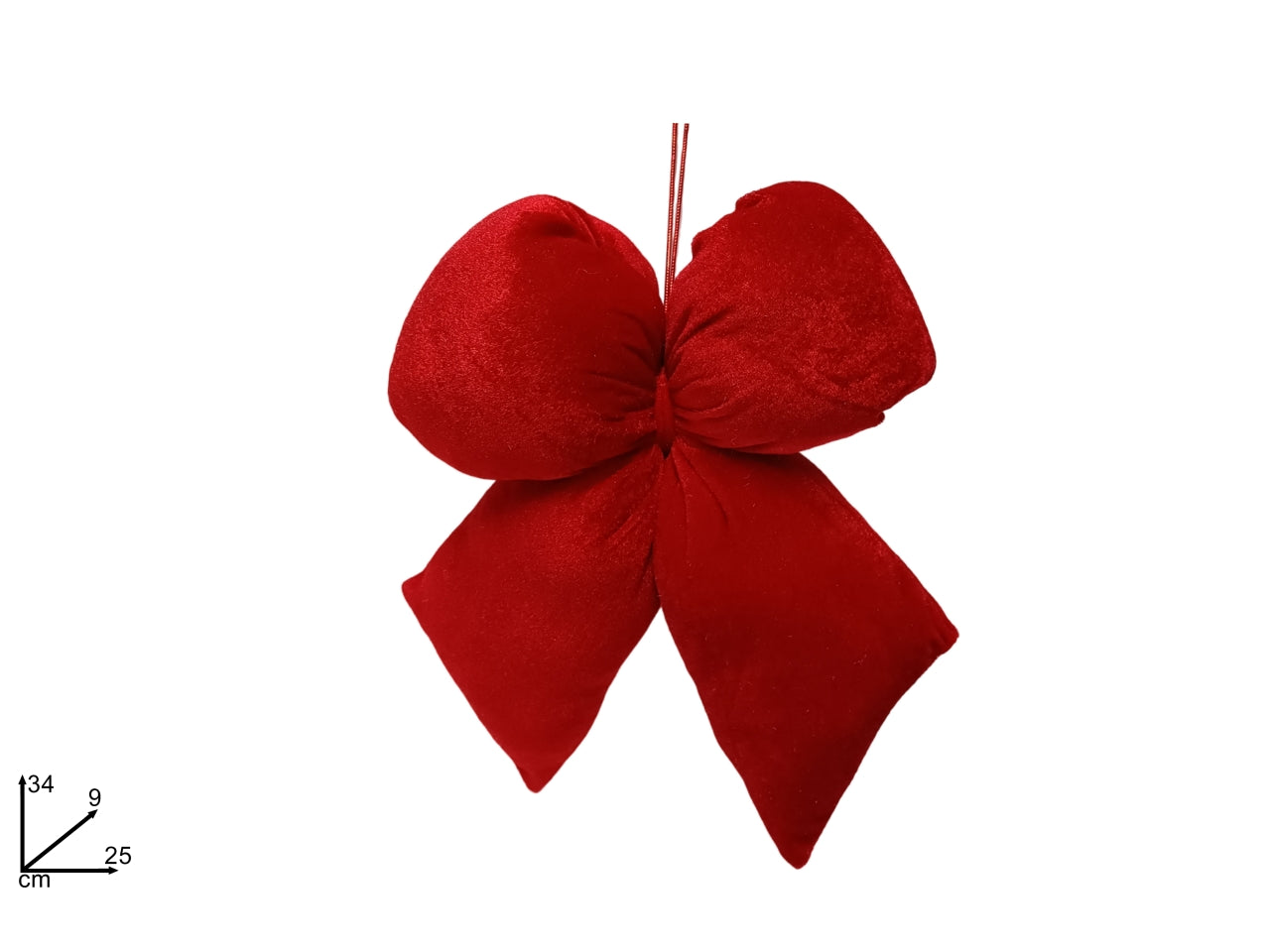 Pendente fiocco velluto 25x34cm rosso
