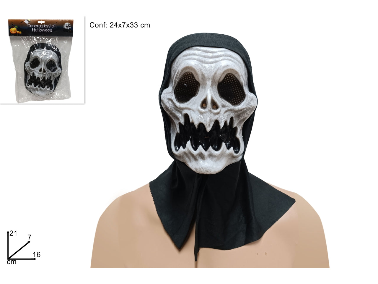 Maschera mostro con cappuccio halloween