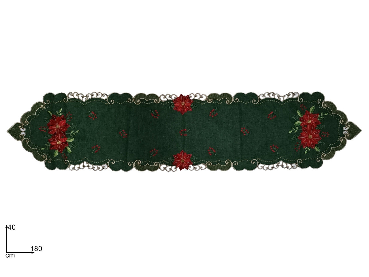 Runner in tessuto verde 40x180 con decoro stella di natale