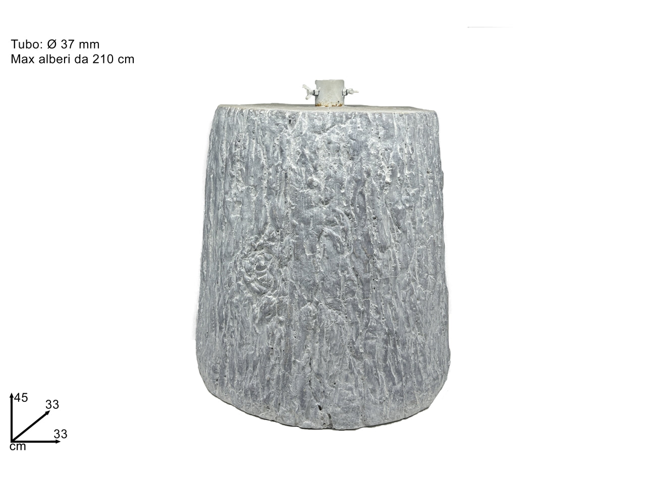 Base per albero tronco in vetroresina d.33xh.45cm bianco antichizzato