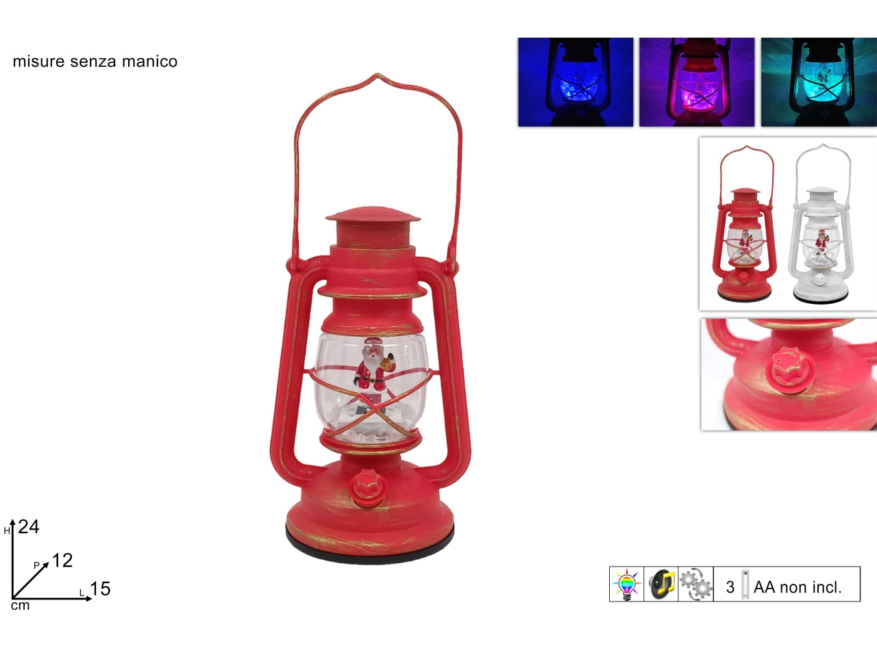 Lanterna plastica 24cm con luce movimento musica