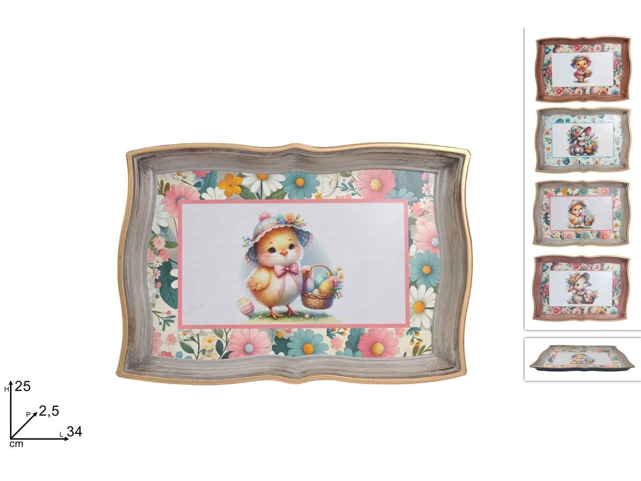Vassoio plastica 34x25cm effetto legno