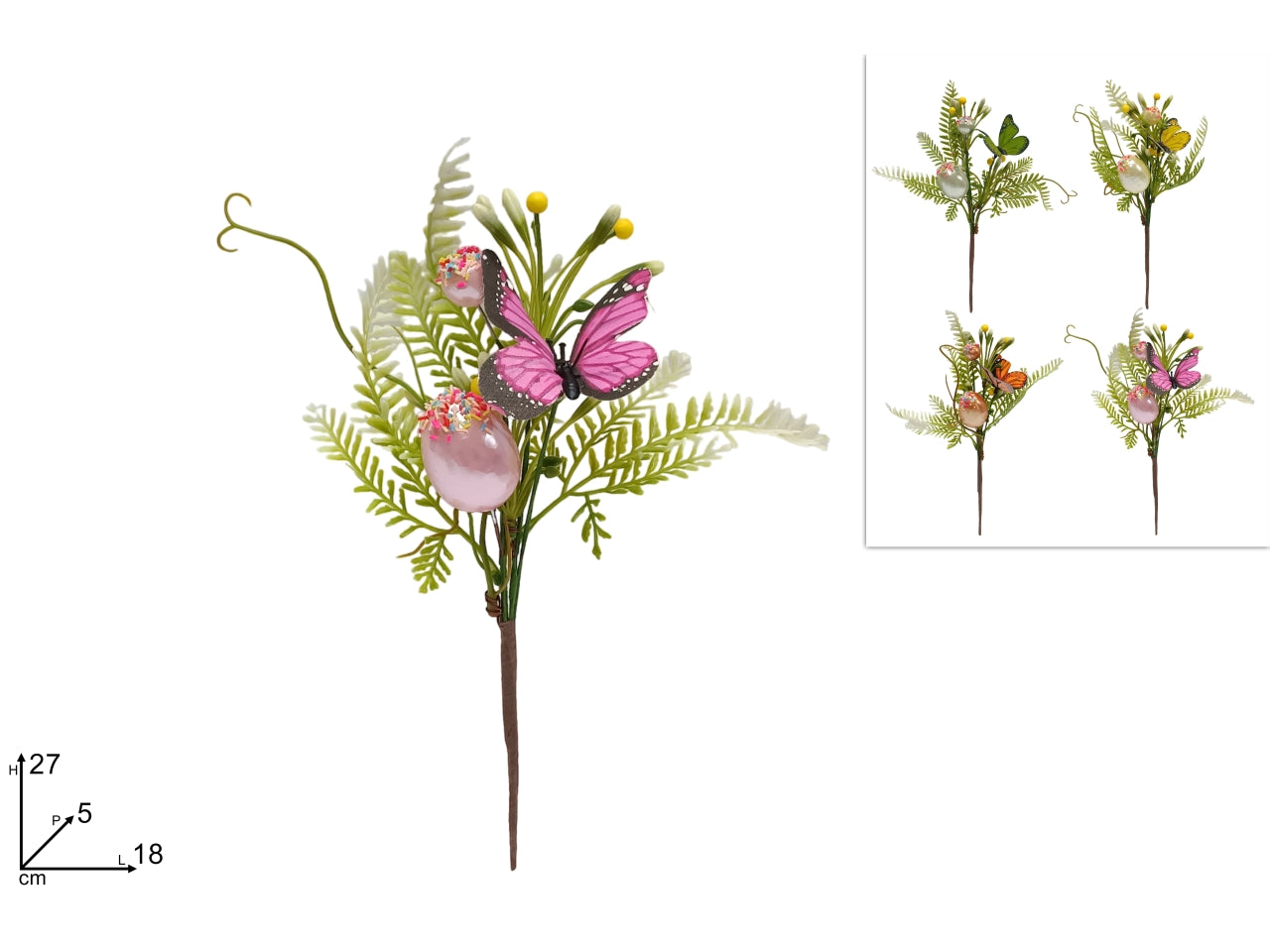 Spillone uovo con farfalla 27x5x18cm