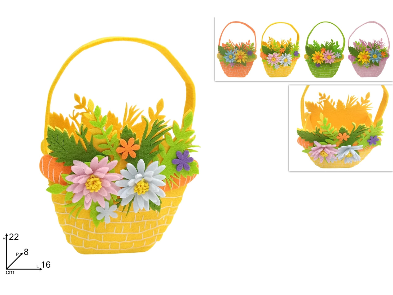 Cestino feltro con fiori assortito