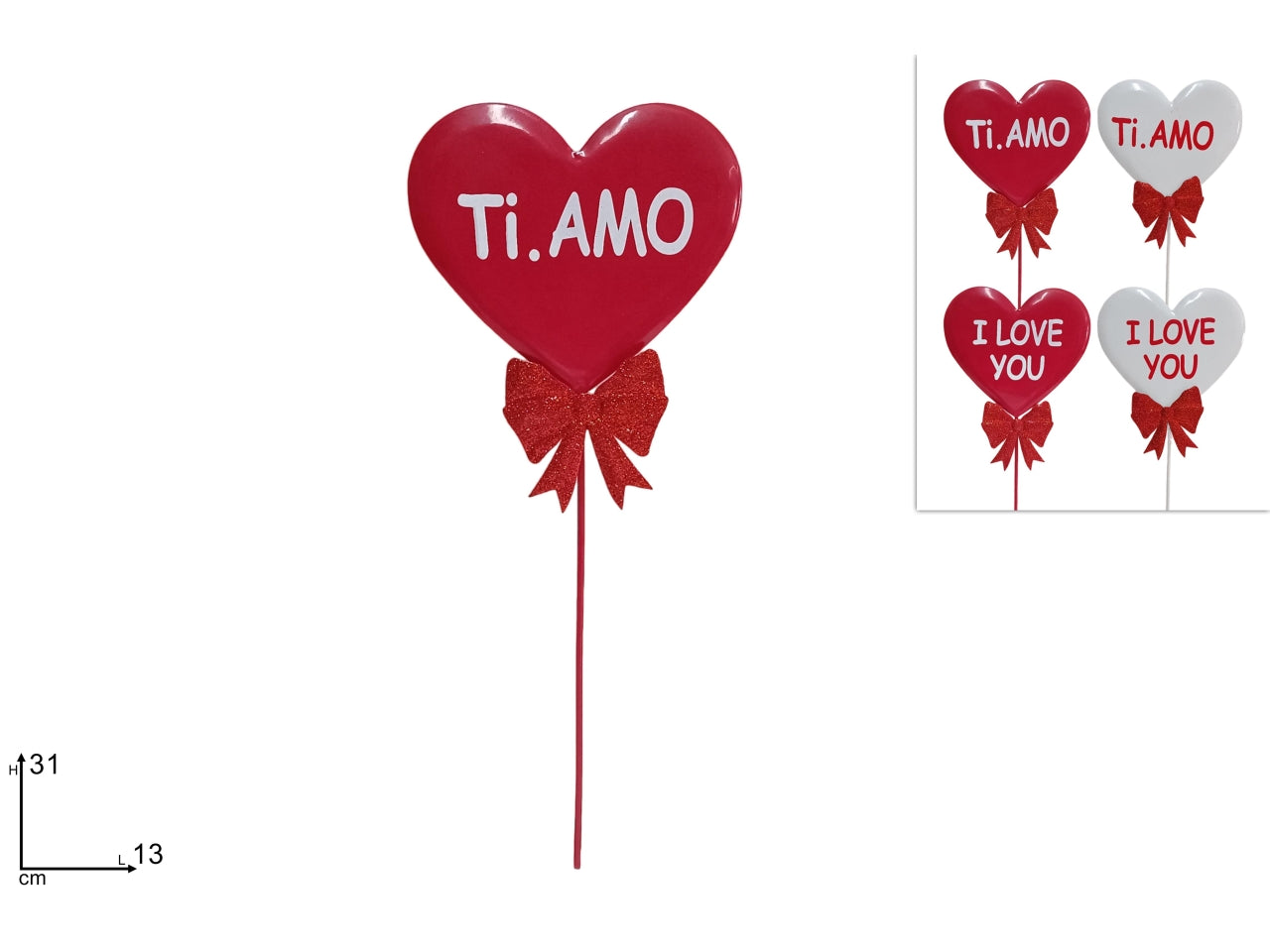 Spillone cuore 31cm in latta san valentino