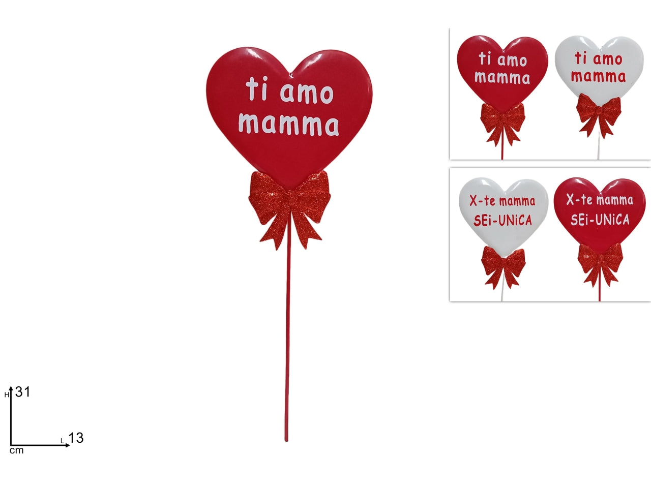 Spillone cuore in latta festa della mamma  31cm assortiti