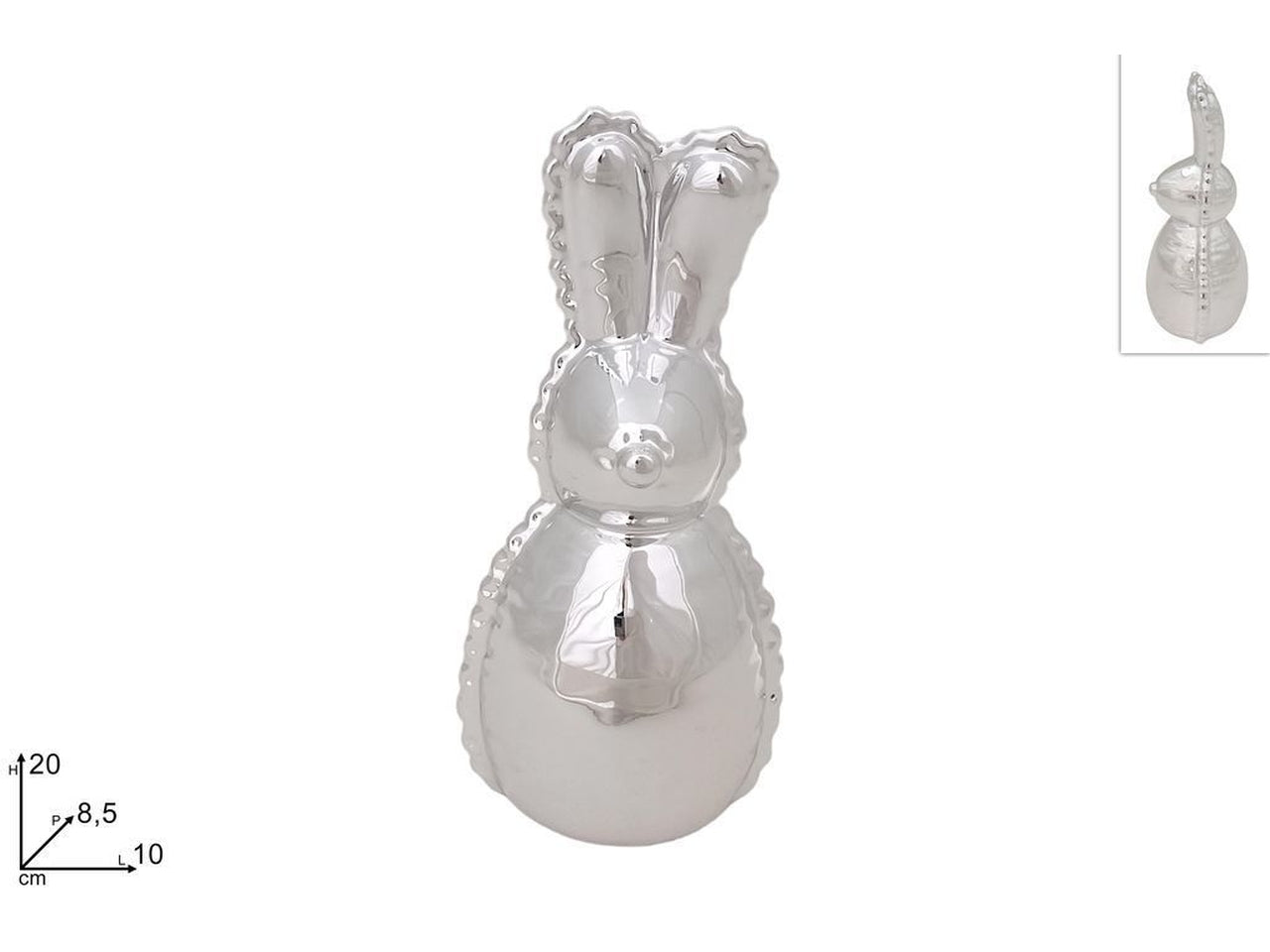 Coniglio ceramica stilizzato 20cm silver