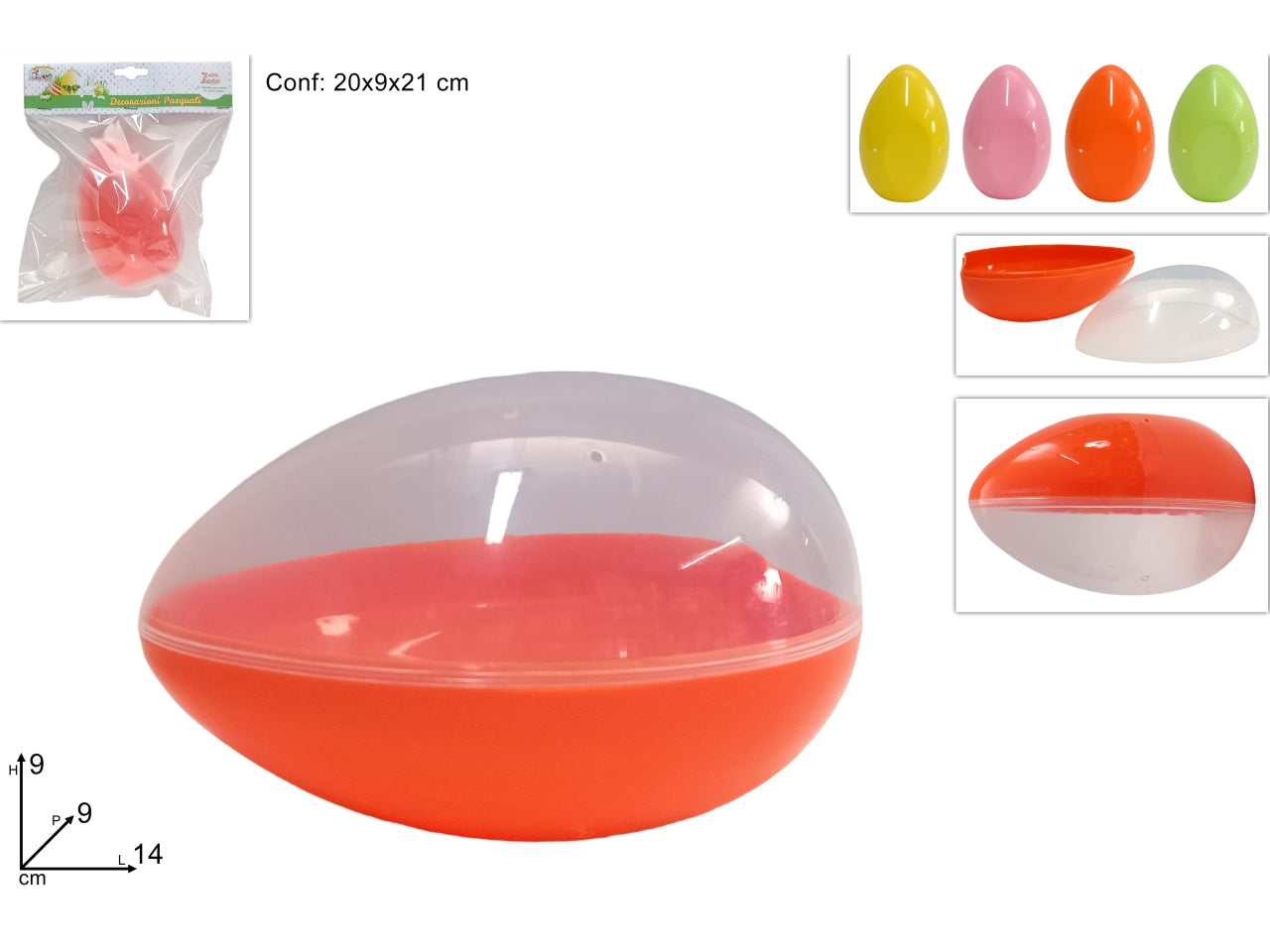 Scatola uovo plastica 14cm colori assortiti