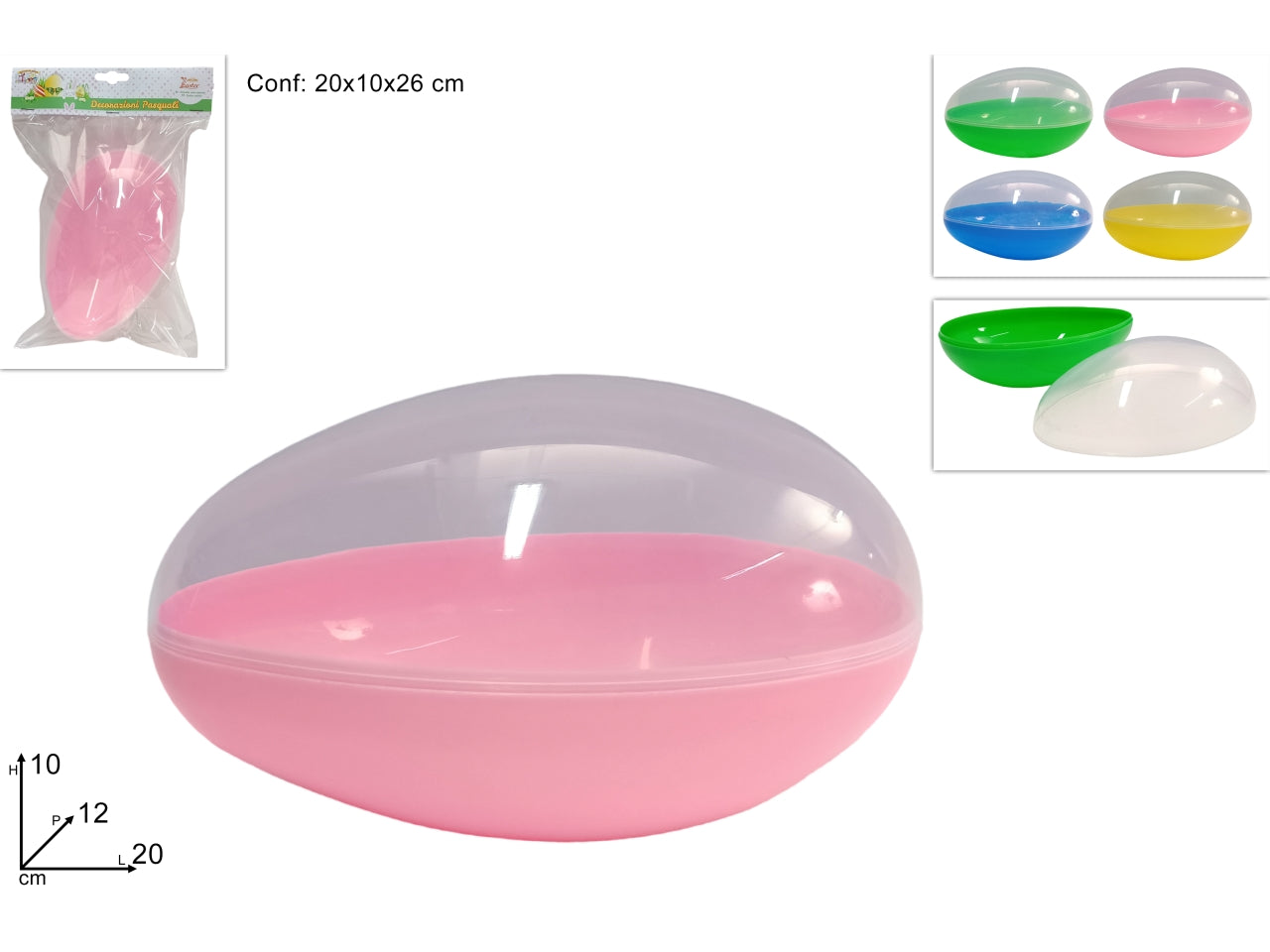 Scatola uovo plastica 20cm colori assortiti