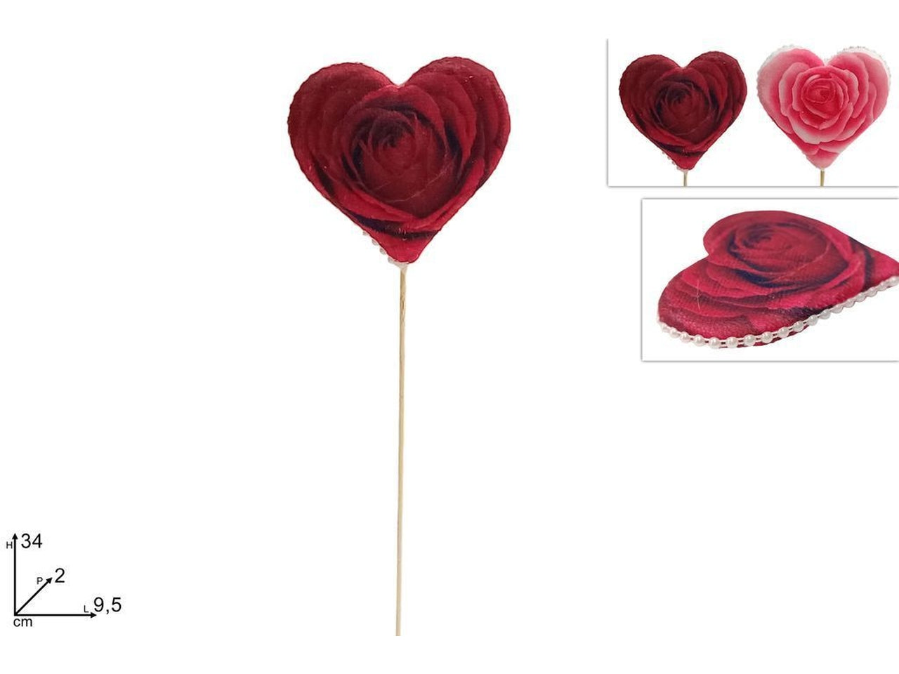 Spillone cuore 34cm in tessuto