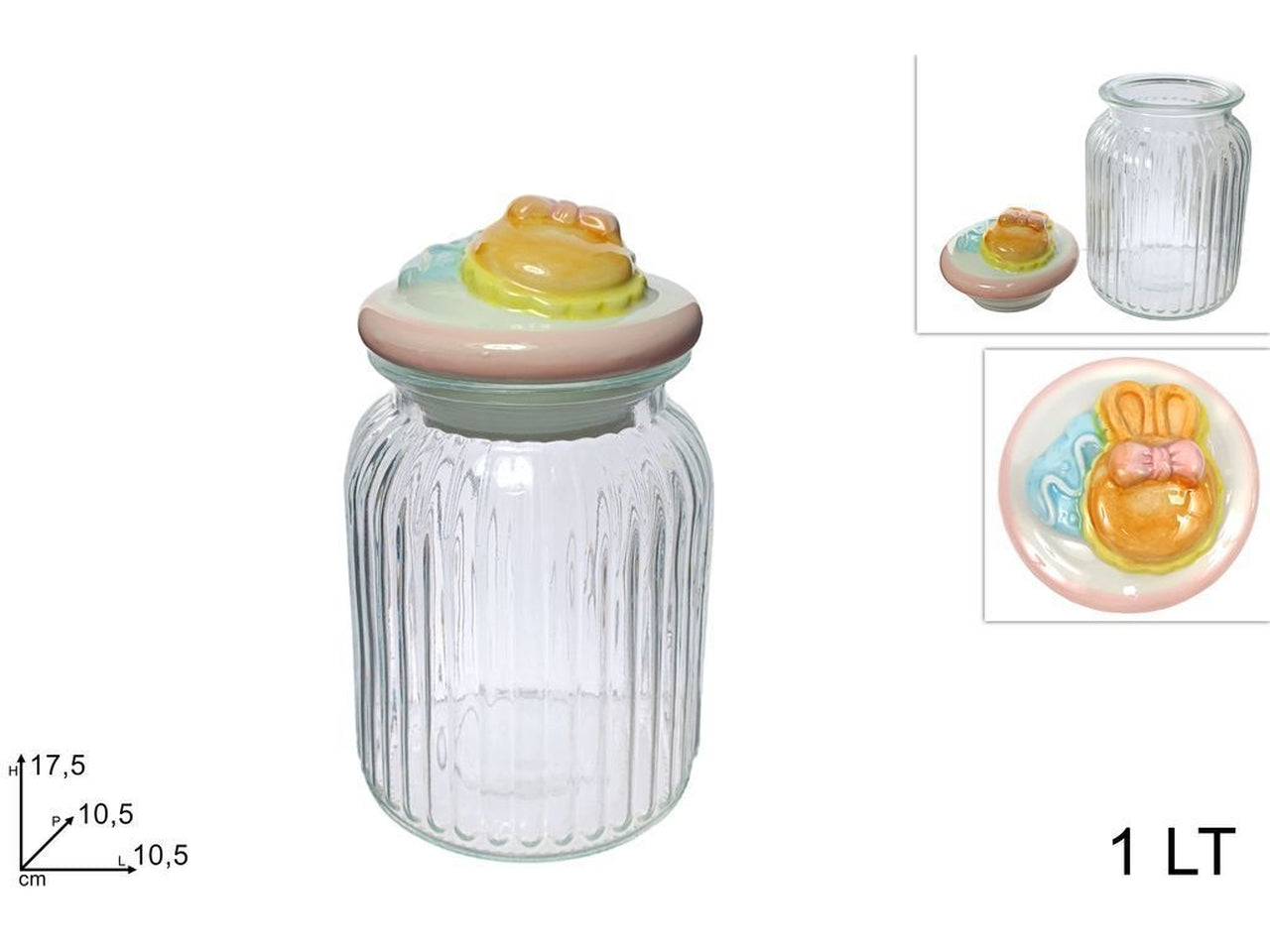 Barattolo vetro 1lt con tappo decoro cake design pasqua