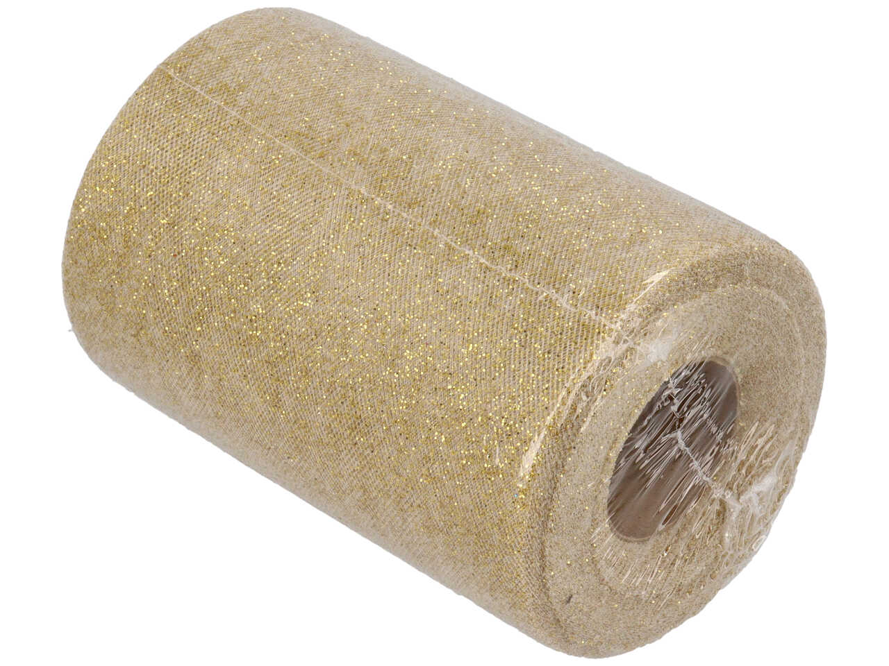 Rotolo tulle dorato con glitter 12,5 cm x 50 mt - Baratti