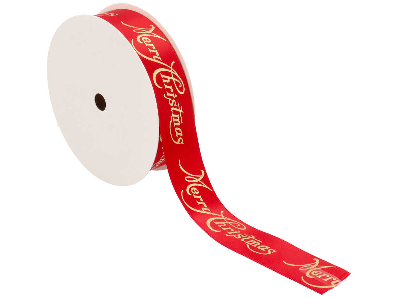 Nastro in raso con scritta merry christmas 25mmx15mt colore rosso