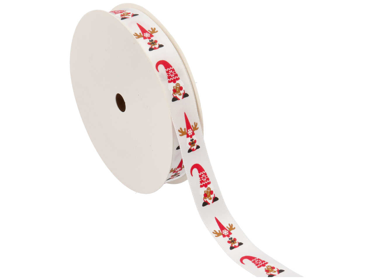 Nastro in raso con gnometti 16mmx15mt colore bianco