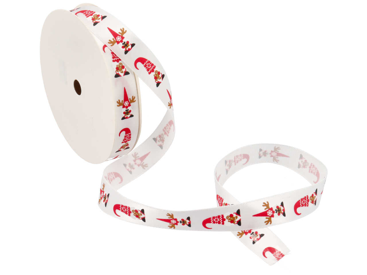 Nastro in raso con gnometti 16mmx15mt colore bianco