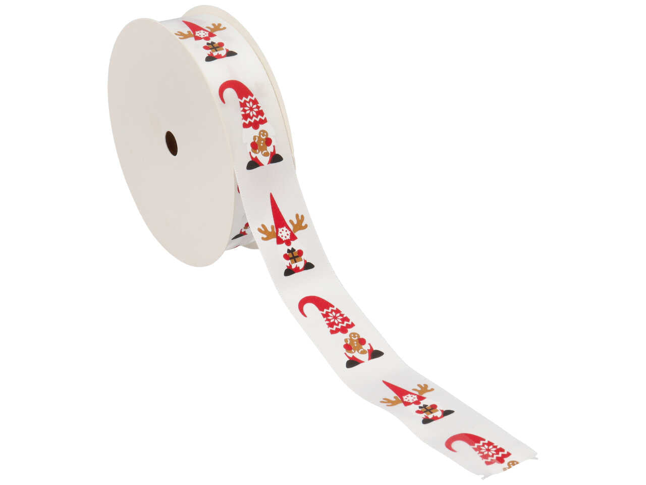 Nastro in raso con gnometti 25mmx10mt colore bianco