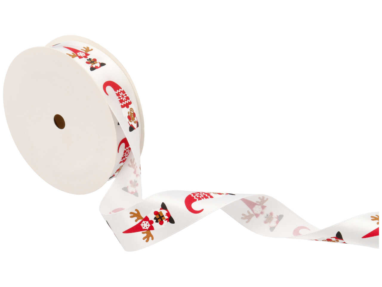 Nastro in raso con gnometti 25mmx10mt colore bianco