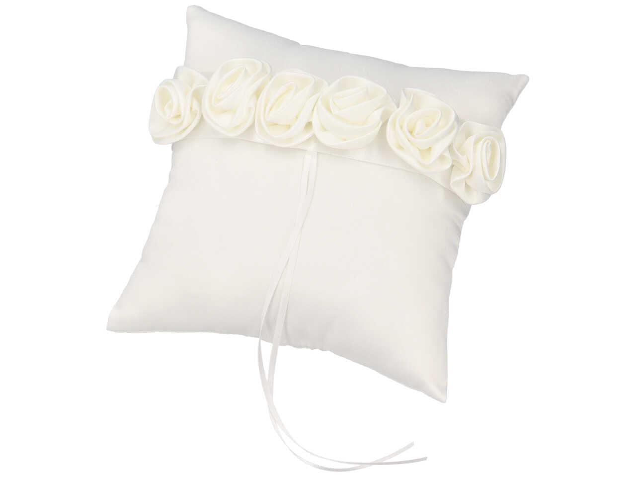 Cuscino portafedi con rose raso misura 16x16cm