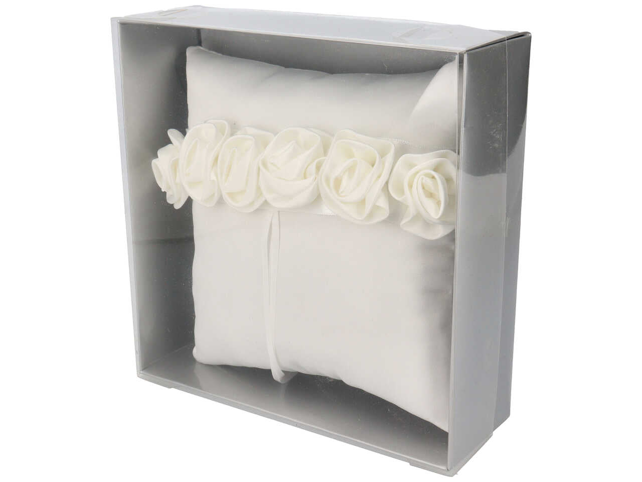 Cuscino portafedi con rose raso misura 16x16cm