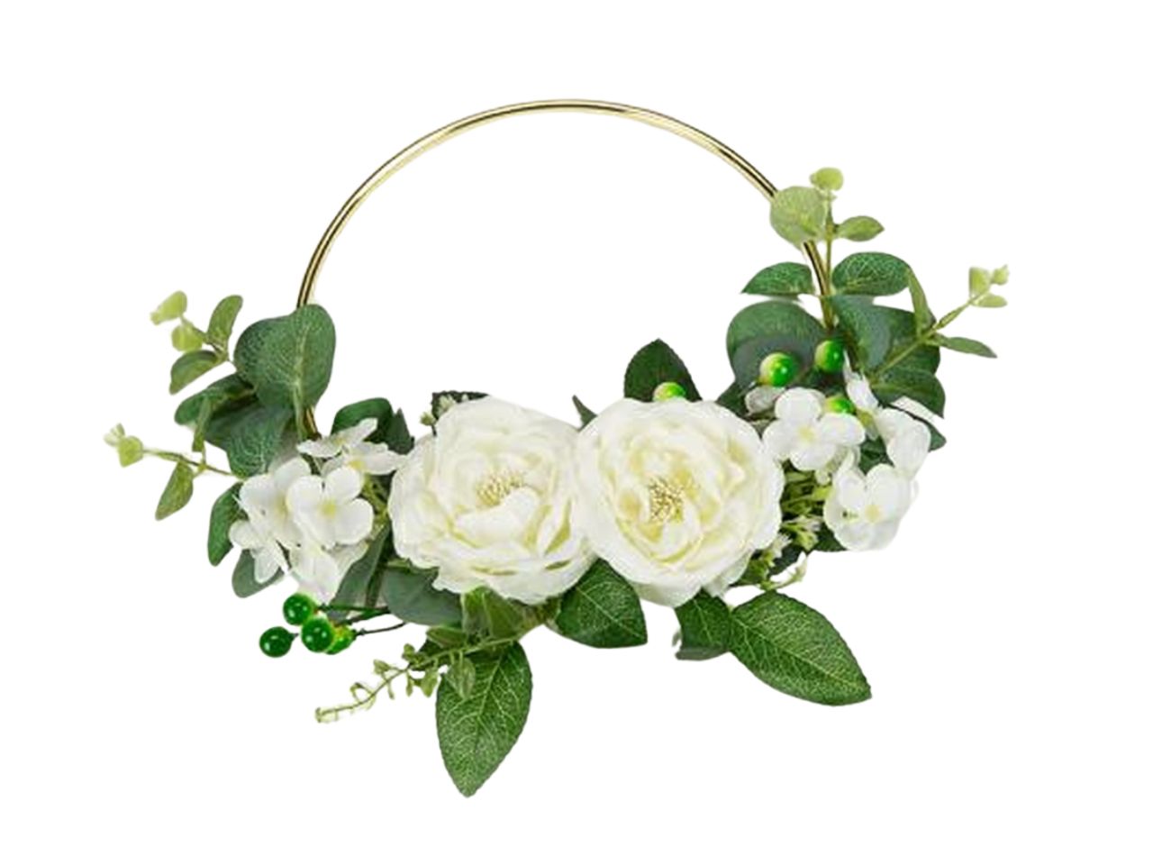 Decor metal con rose tondo piccolo misura 20cm panna