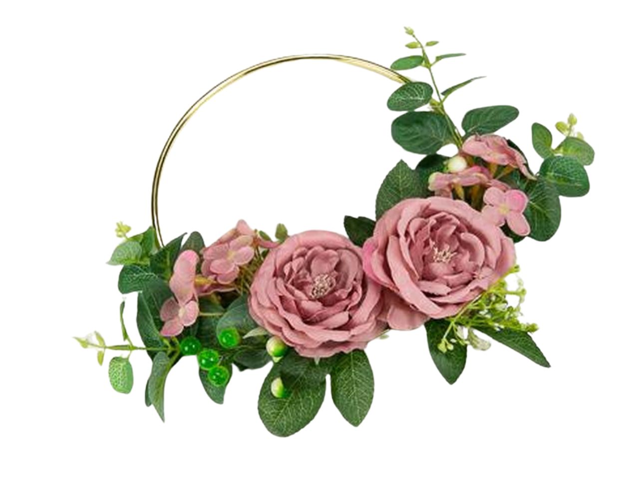 Decor metal con rose tondo piccolo misura 20cm rosa antico