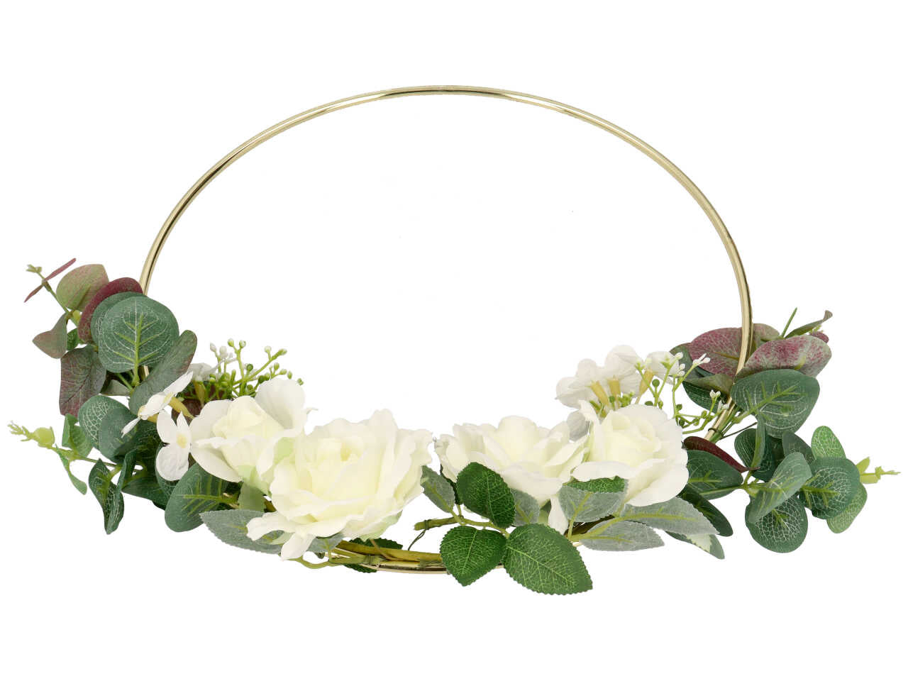 Decor metal con rose tondo grande misura 30cm panna