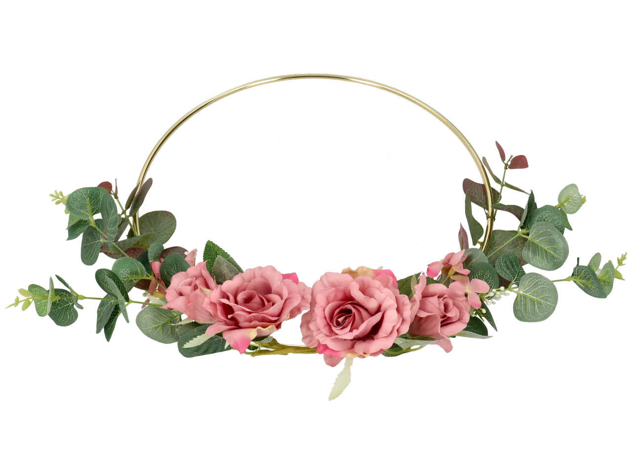 Decor metal con rose tondo grande misura 30cm rosa antico