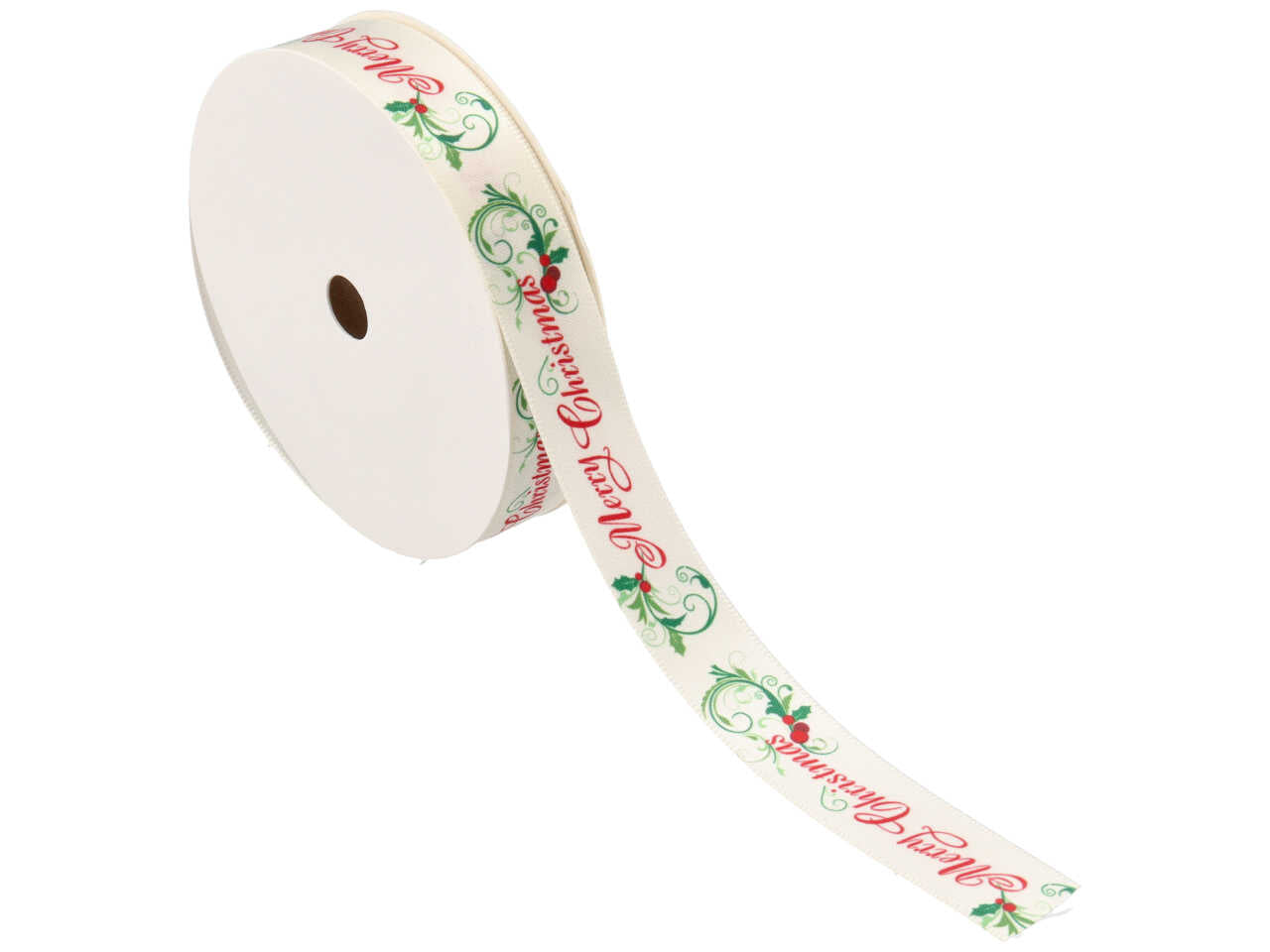 Nastro regalo natalizio in raso panna con scritta 1,6cm x 15 m - Baratti