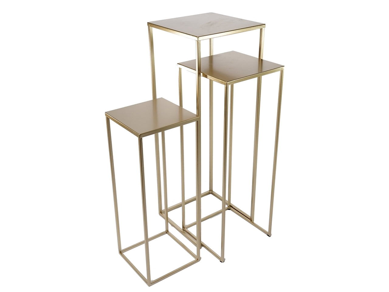 Set 3 tavolini in metallo dorato stile moderno - grande: 70x25, medio 60x22, piccolo 50x19 cm - Plàthea