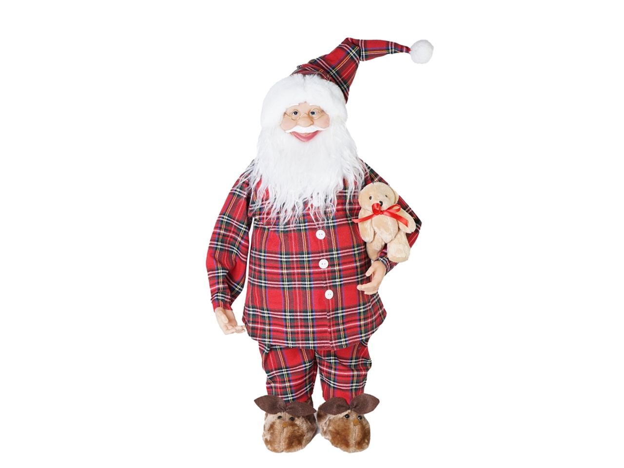 Babbo natale colore rosso fantasia scozzese misura h.45cm in poliestere
