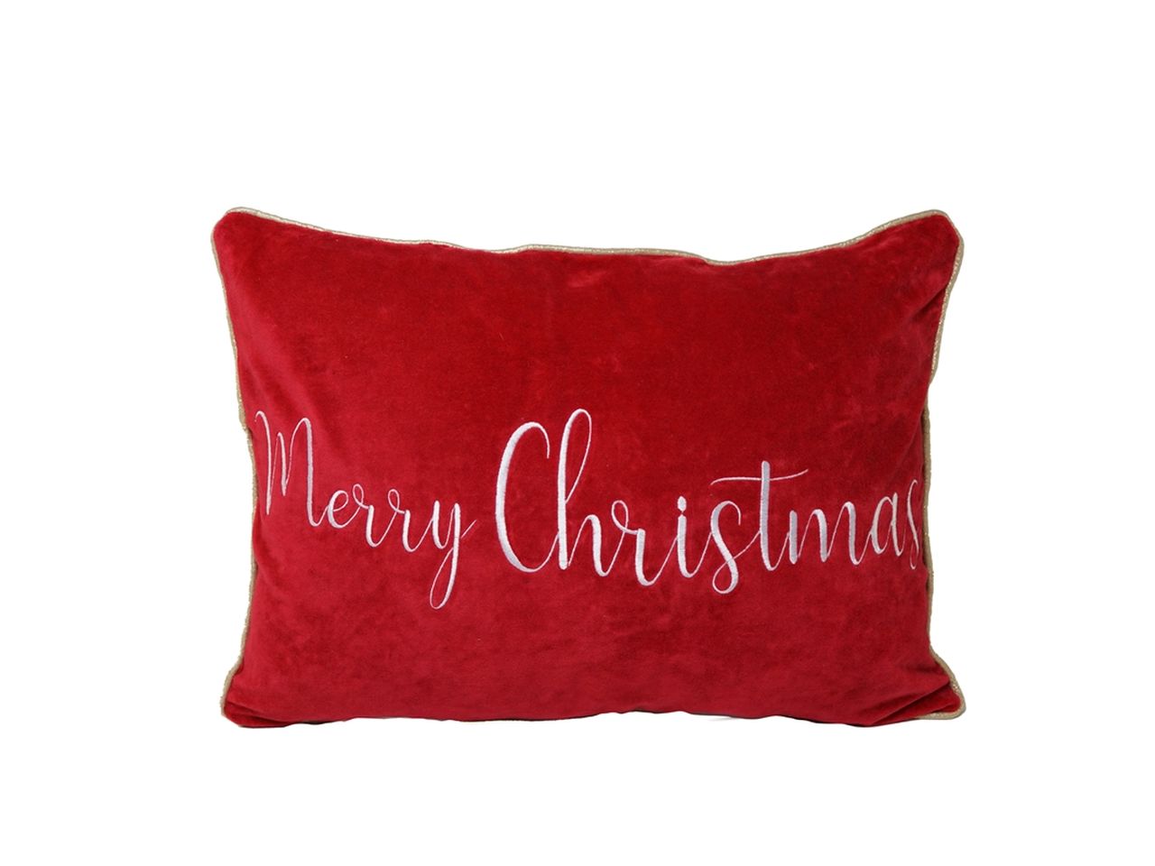 Cuscino colore rosso con scritta buon natale misura 35x50cm in cotone