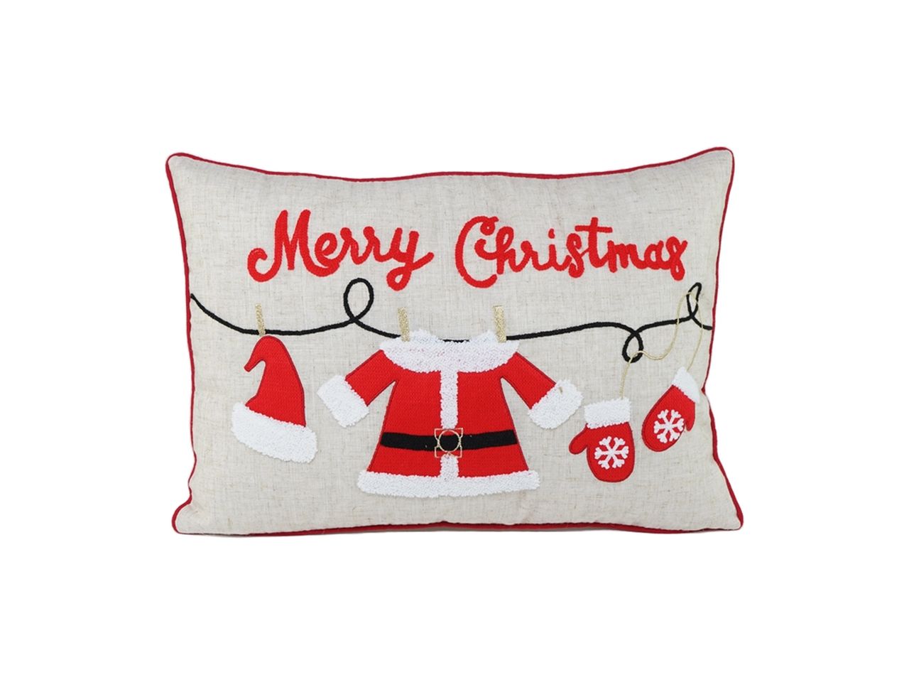 Cuscino con scritta merry christmas misura 33x48cm in poliestere
