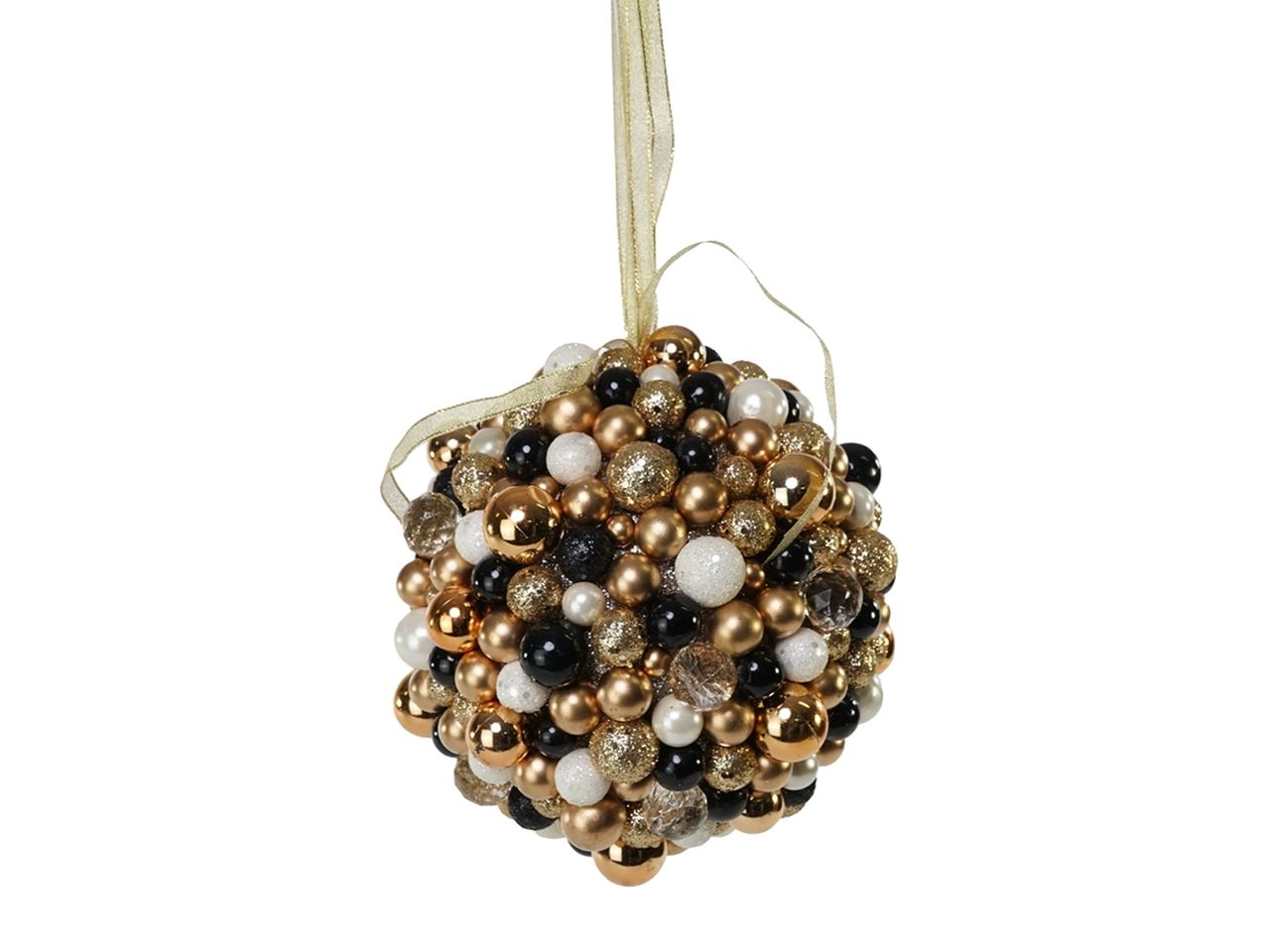 Palla natalizia colore oro e nero da appendere misura d.25cm in pvc