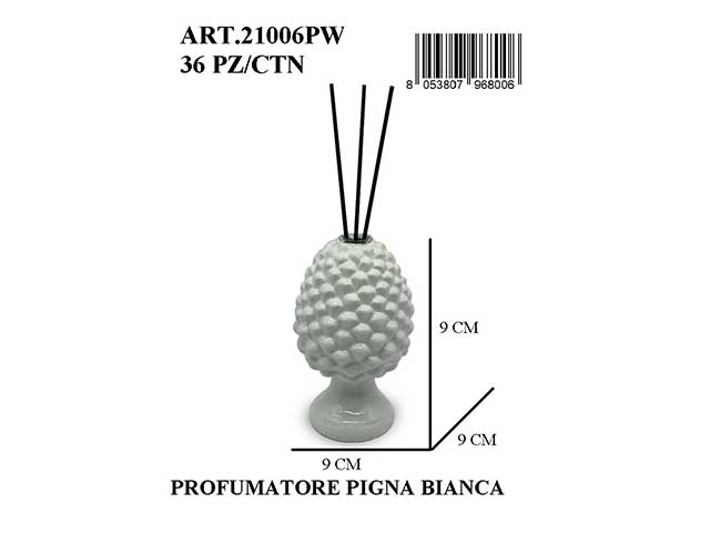 Profumatore pigna 14cm bianco luc.21006pw