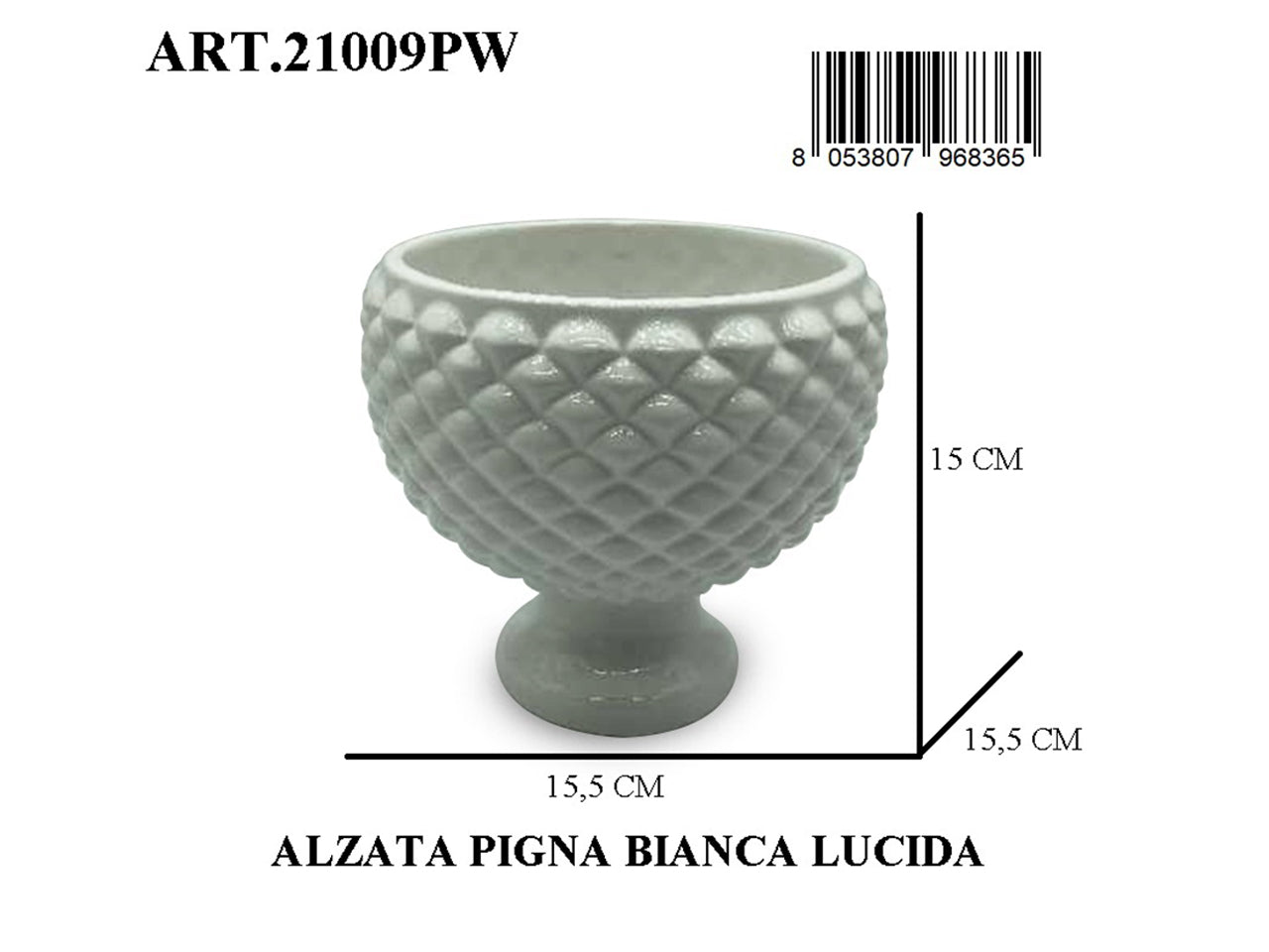 Alzata pigna bianco lucido 15cm 21009pw