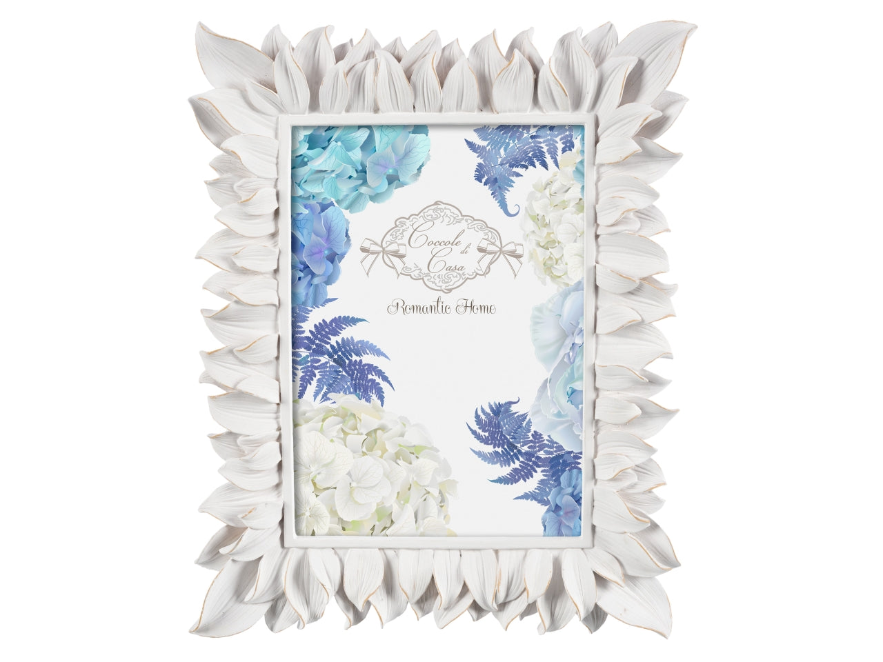 Cornice portafoto bomboniera in resina bianca shabby chic con foglie, finestra foto 13x18  cm  - Coccole di Casa