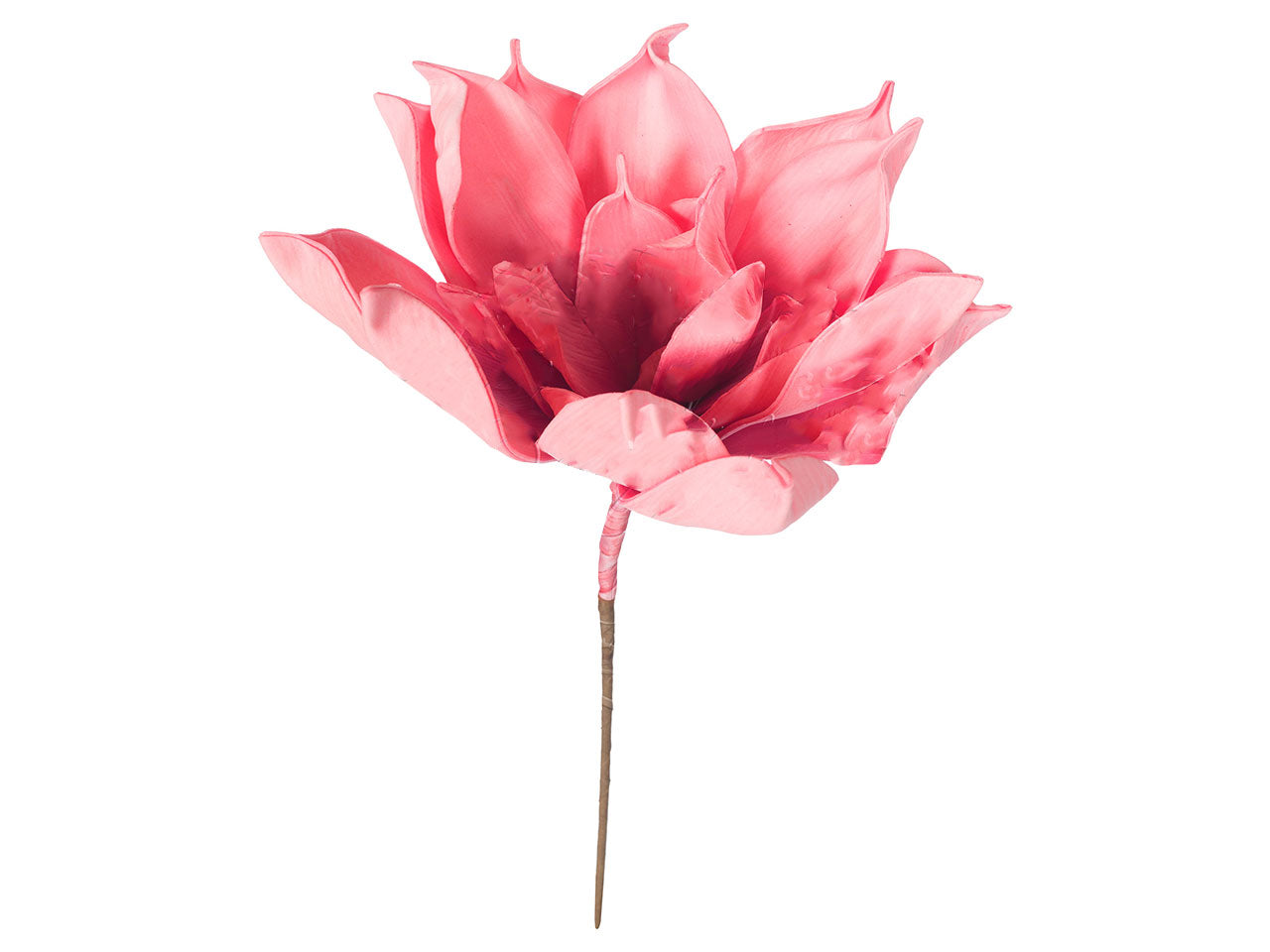 Fiore di loto corallo con stelo corto h.26cm
