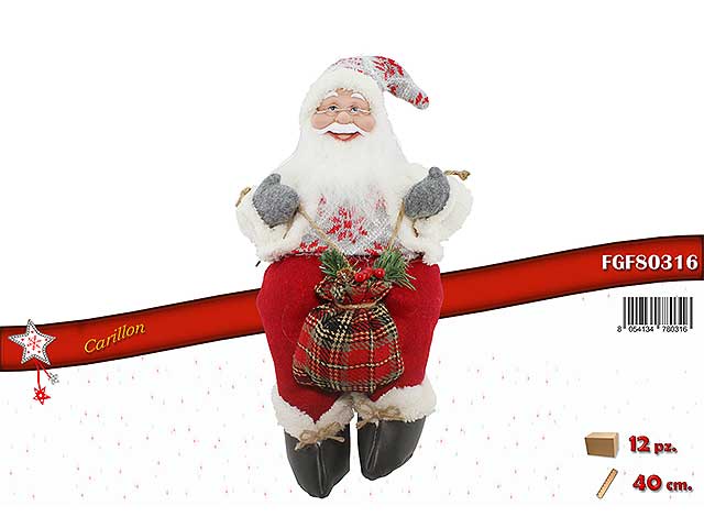 Babbo natale seduto carillon 40cm rosso