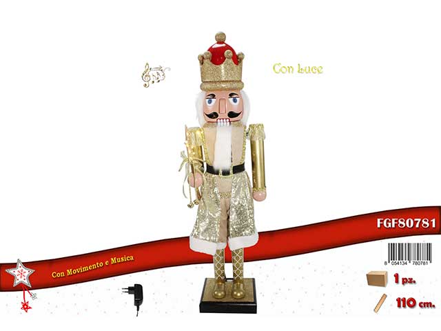 Schiaccianoci 110cm plastificato effetto legno con musica/mov $