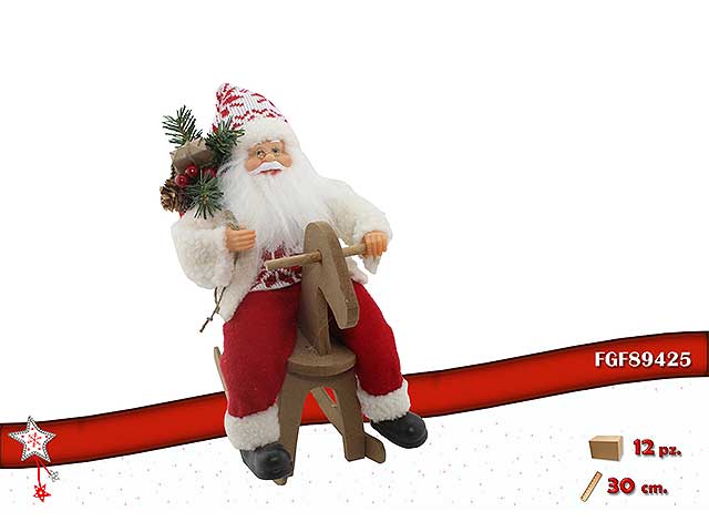 Babbo 30cm su cavallo rosso/bianco