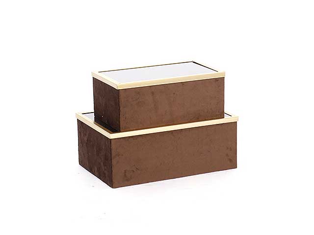 Scatole marroni velluto/vetro 2 pezzi 130749