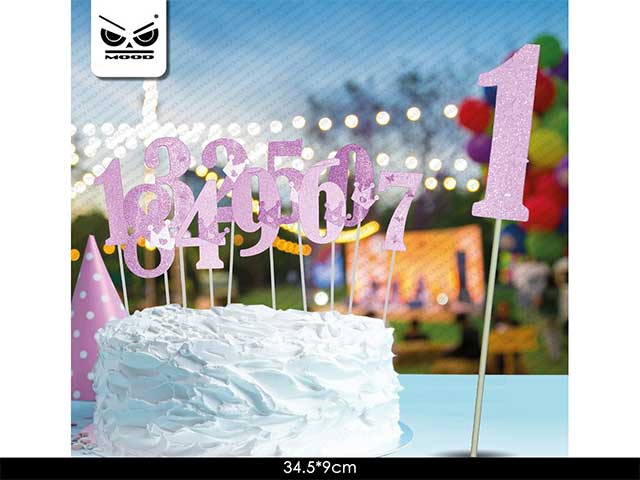 Cake topper n.1 rosa glitter st4514