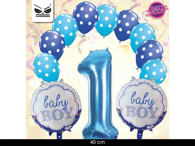 Palloncino 1 compleanno 13 pezziboy st4660