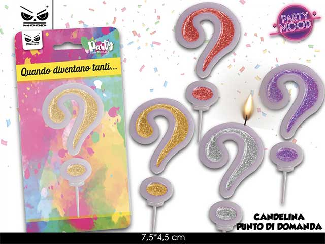 Candelina a forma di ? misura 7,5x4,5cm base in plastica
