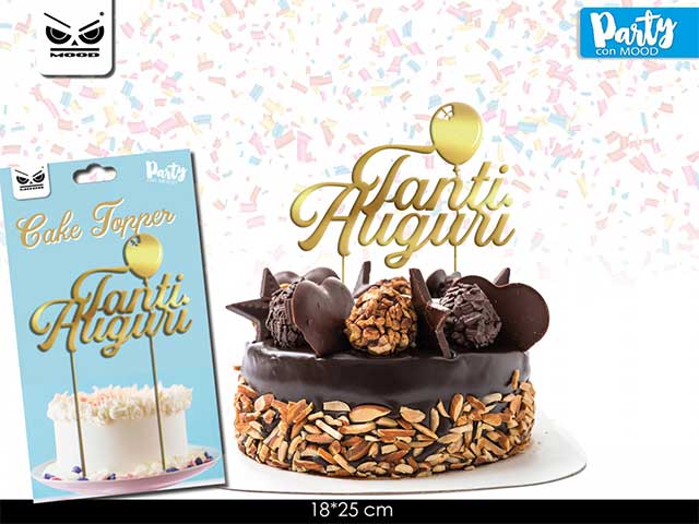 Cake topper tanti auguri gold st5705