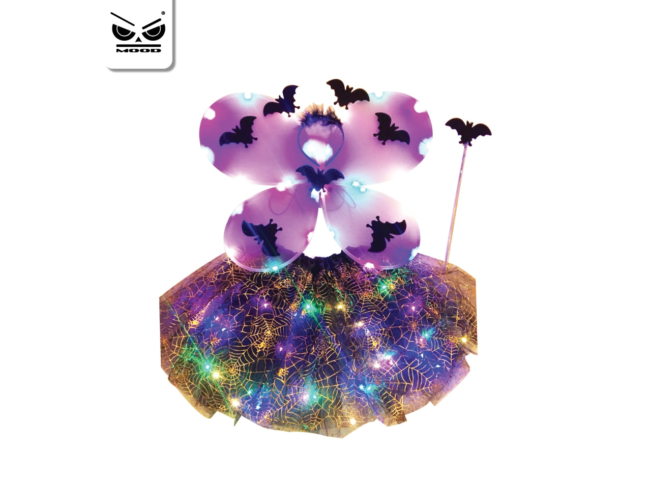 Vestito halloween con luci set da 4 oggetti