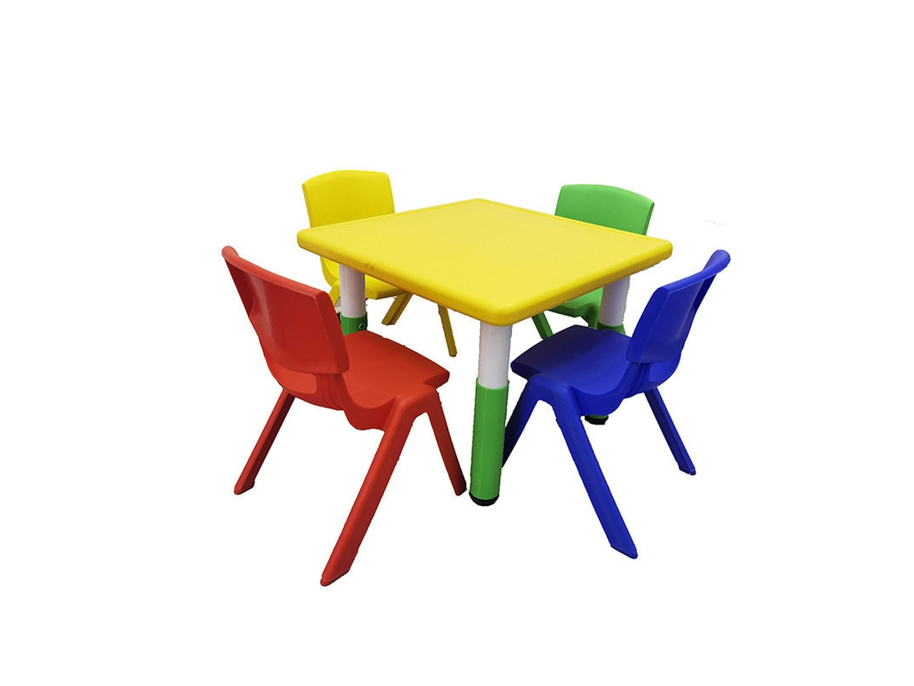 Tavolino Strong giallo, regolabile in altezza ideale per interno ed esterno, 62x62 cm Colibrì