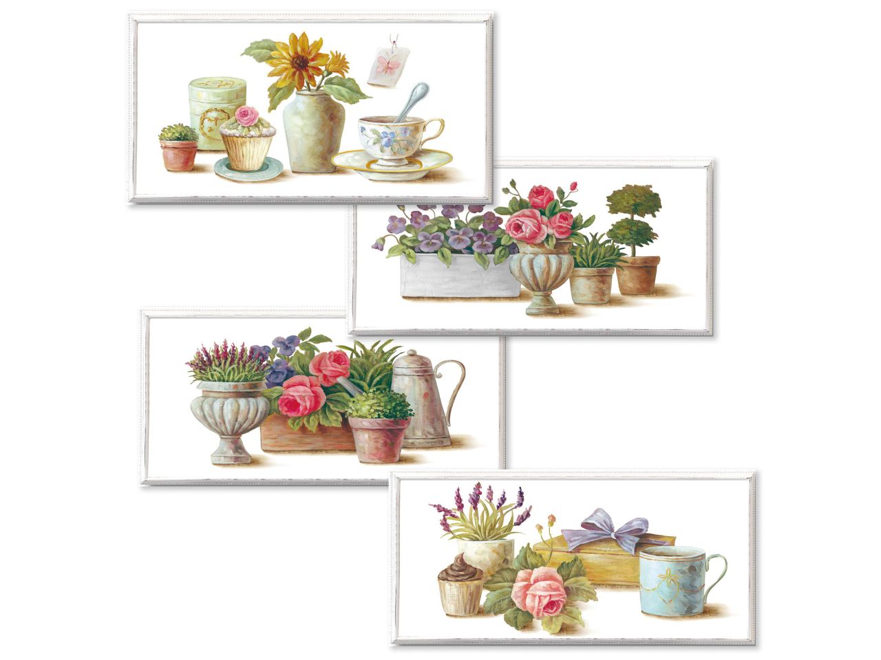 Quadro colazione floral in 4 assortimenti 38x22x3cm