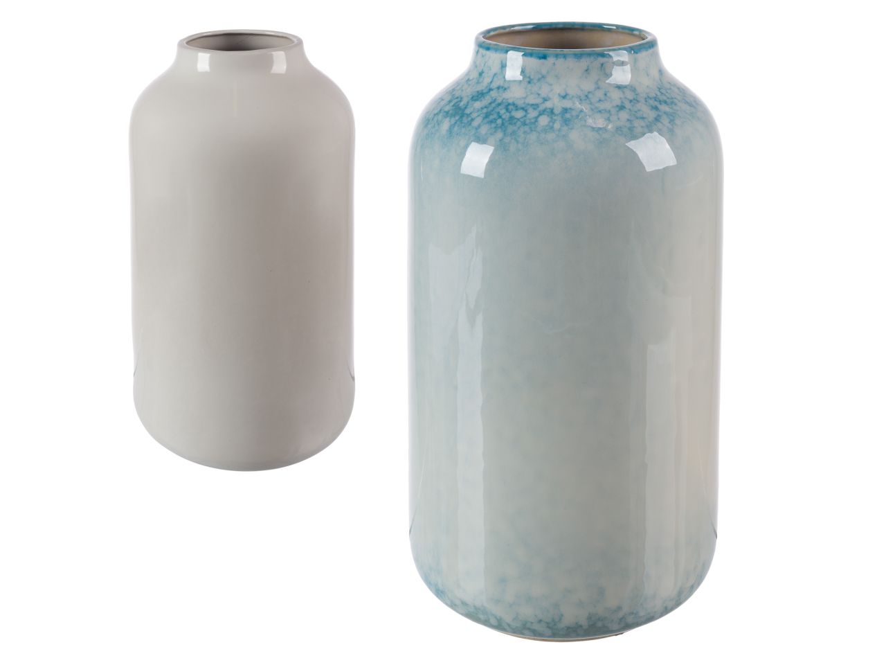 Vaso in ceramica in 2 assortimenti bianco e celeste d.16xh.27cm