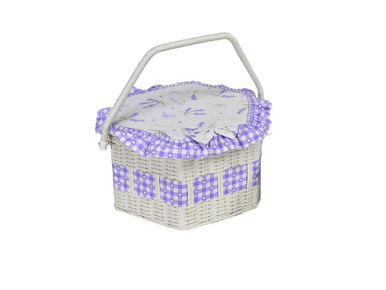 Portalavoro esagonale con decoro lavanda 29x29xh.19cm